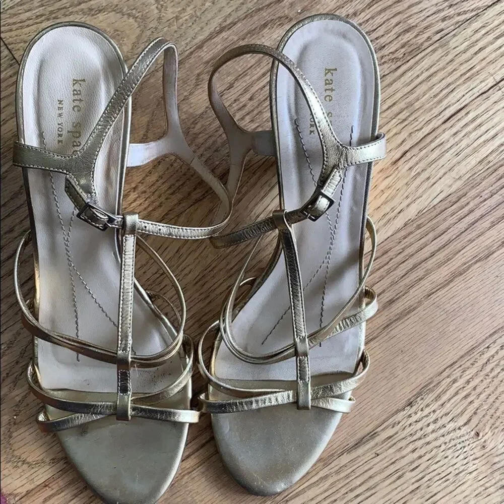 KATE SPADE NEWYORK GOLD‎ SANDALS SIZE 9 1/2
